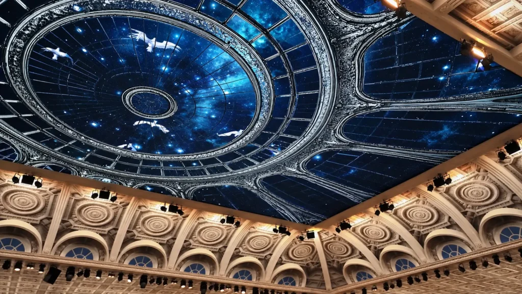 Mapped ceiling dome above a palace event hall, designed by Le Mariage